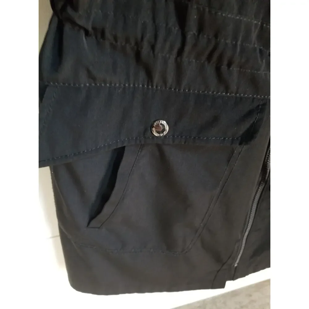 Women's Liz Claiborne Hooded Winter Coat Large Black Full Zip - Picture 6 of 11